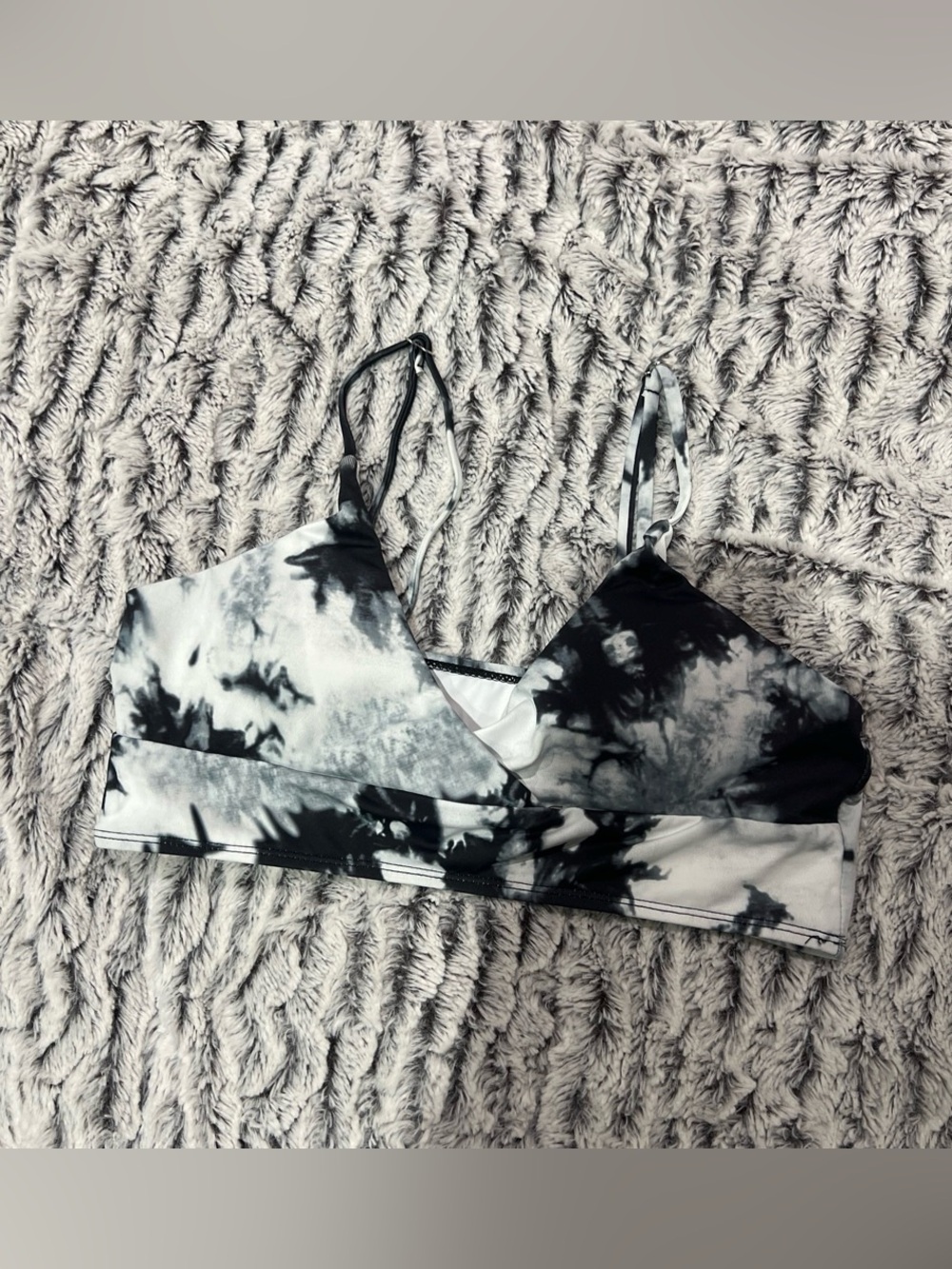 Women's Black & White Tie-Dye Bralette Top